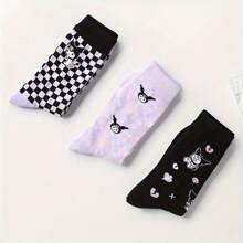 Sanrio 1Pair Sanrio Kuromi Cartoon Socks - Cute Witch & Moon Design, Comfortable Fabric, Ideal For Daily Wear & Gifts, Everyday Socks | Playful Sock Design | Comfortable Fit, For Halloween