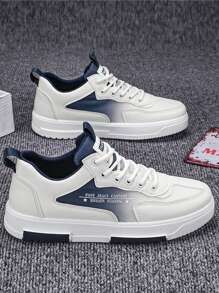 Men's Skate Shoes Summer 2025 New Thick Bottom Incresing Height Non-Slip Wear-Resistant Knitted Mesh Breathable Anti-Sweat Anti-Odor Mid-Top Round Toe Lace-Up Ombre Letter Soft Comfortable Men Casual Sport Shoes Simple Elegant Youth Campus Style Daily Commute Versatile Comfortable Outdoor Men Walking Shoes Classic Campus Versatile Skateboarding Shoes