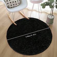 1 件圆形毛绒柔软蓬松地毯 - 现代简约涤纶室内地毯，编织针织，适用于客厅、卧室、游戏室、宿舍、沙发、青少年房间装饰、书房和娱乐区 - 易于清洁，营造舒适氛围 - 黑色 - 查看 16