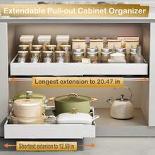1 pieza Organizador extensible con cajón extraíble, organizador ajustable de gabinete debajo del fregadero, organizador de cajón de metal multiusos para especias de cocina, ollas y almacenamiento de platos, se ajusta perfectamente a tu gabinete de cocina - Multicolor - Ver 11