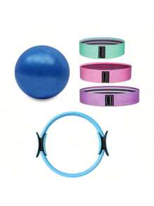 5 Peças Conjunto de Anel de Pilates, Conjunto de 5 Peças de Equipamento de Fitness Doméstico Feminino, Incluindo Bolas de Ioga, Faixas de Resistência de Ioga e Anéis de Glúteos Levantados, Uma Ótima Ferramenta para Exercícios de Fitness e Ioga Domésticos (O Material da Superfície é Espuma e é Normal Haver Amassados e Arranhões Durante o Transporte)