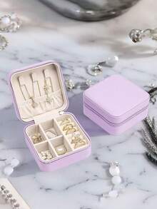 1 件旅行珠宝盒、便携式珠宝收纳盒、PU 防水戒指盒、夏季化妆包、宿舍珠宝及配饰收纳整理必备、浴室 PVC 珠宝收纳袋、适用于项链、耳环、戒指、耳环、吊坠、手链、胸针/手链/口红收纳盒、旅行便携式珠宝盒