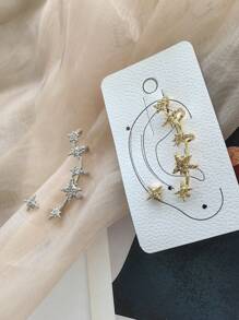 Brinco Ear Cuff Orelha Esquerda Cravejada Com Zircônia Com Brinco De Ponto