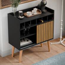 Sideboard Buffet Wine Cellar Florence 1 Door Retro Feet - màu nâu - Xem 3