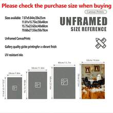 1 件，浴缸里的鬼魂读书帆布墙画，猫墙画，可怕可爱的鬼魂万圣节墙画，墙画，海报，万圣节家居装饰 - 帆布材料（可选框架）