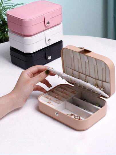 1pc Flip-Top Jewelry Box, Can Store Necklaces, Rings, Pendants, Bracelets, Earrings And Other Accessories, Suitable For Bedroom, Vanity, Drawers And Other Home Storage And Organization, An Essential For Women On Valentine's Day And Summer, Also An Ideal Choice For Travel And Back-To-School Season
