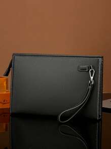 gorchis Nuova borsetta da uomo, borsa da toeletta nera di grande capacità, borsa a mano business semplice e versatile in pelle PU con tasca sottoscritta e più scomparti per carte, borsa da uomo alla moda