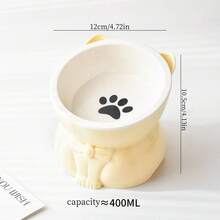 1 Set Of Detachable 15 Degree Tilted Water Bowl And Food Ceramic Bowl, Ceramic Cat Food Bowl, Elevated Cat Food Bowl, Adjustable Cat Food Bowl, High Edge Cat Bowl, Pet Cutlery, Cute Cartoon Design, Dual-Use Design, Stable Base, Not Easy To Flip Over, Easy To Clean, Detachable And Washable, Suitable For Indoor Cats, Small Dogs And Small Pets To Drink And Eat Pet Feeding Bowls, Protecting Your Pet's Spine And Preventing Backflow. - Blue - View 10