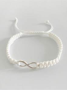 1pc Fashion Minimalist Alloy 8 Shaped Endless Woven Adjustable Bracelet, Friendship Couple Bracelet, Valentine's Day/Bestfriend Gift - Multicolor - View 10