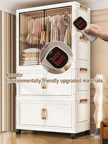 Armario plegable reforzado, gabinete de almacenamiento de ropa para dormitorio, gabinete de almacenamiento de botanas para casas de alquiler, estantería de almacenamiento misceláneo de varias capas