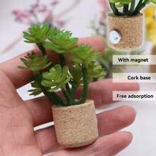 Mini Simulation Succulent Plants With Magnet Potted Car Home Scene Refrigerator Magnet Ornaments Props Ornaments Model - Green - View 3