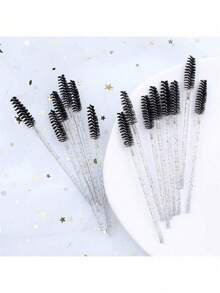 100pcs/70pcs/50pcs/25pcs Disposable Mascara Wands, Eyelash Brushes, Eyebrow Crystal Gloss Eyelash Brushes, Eyelash Extension Makeup Tools - Black - View 5