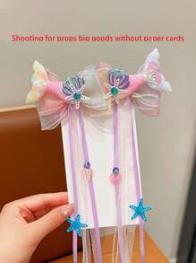 1 pièce Serre-tête sirène pour enfants, joli clip à nœud papillon, accessoire de cheveux en forme de coquillage de sirène adorable pour les filles, été