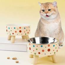 1pc Stainless Steel Pet Bowl, Anti-Slip High-Capacity Dog Bowl, Cat Raised Bowl For Neck Protection, Spill-Proof Cat Feeder