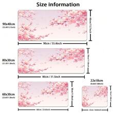 Extra Large Cherry Blossom & Pink Background Gaming Mouse Pad With Rubber Base, Stitched Edges , Smooth Surface Oriental Cherry Desk Mat For Home Office , Ideal Gift For Girlfriend