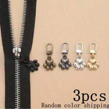 1/3/5/10/15PCS Removable Zipper Puller Replacement Metal Zipper Puller Slide Repair Kit, Flower Shaped Metal Zipper Set - Sewing Zipper Repair Kit, Metal Replacement Removable Zipper Head, Universal Design And Size Instant Zipper Repair Kit.