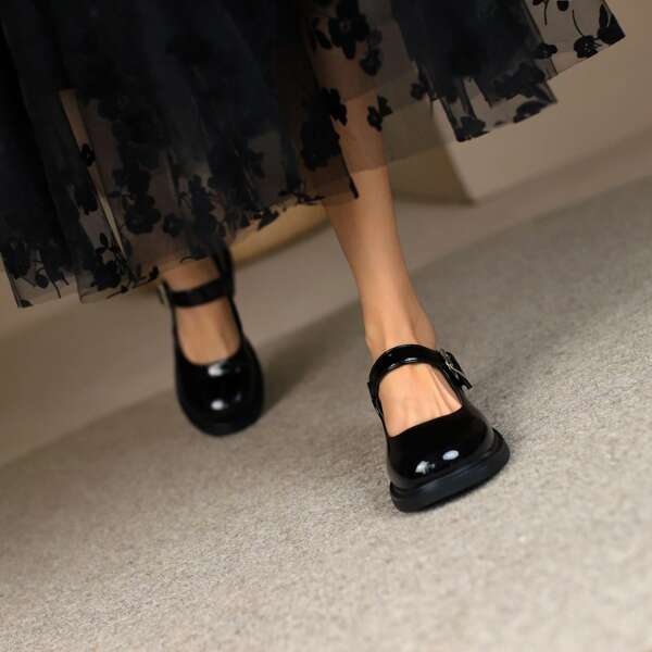 Scarpe classiche da donna modello Mary Jane con suola piatta, ballerine adatte per il pendolarismo, uniformi scolastiche, scarpe nere per uniforme JK