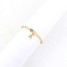 1 pieza Nuevo Brazalete de Clip de Papel con Zirconia Pavé con Inicial Dorada de Acero Inoxidable de Moda para Mujeres
