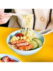 1 套 19 厘米 * 17 厘米拉面碗，耐热，易清洁拉面炊具，微波炉适用面碗，配有勺子、筷子和叉子，非常适合露营、房车、厨房、宿舍、学校用品 - 彩色 - 查看 10