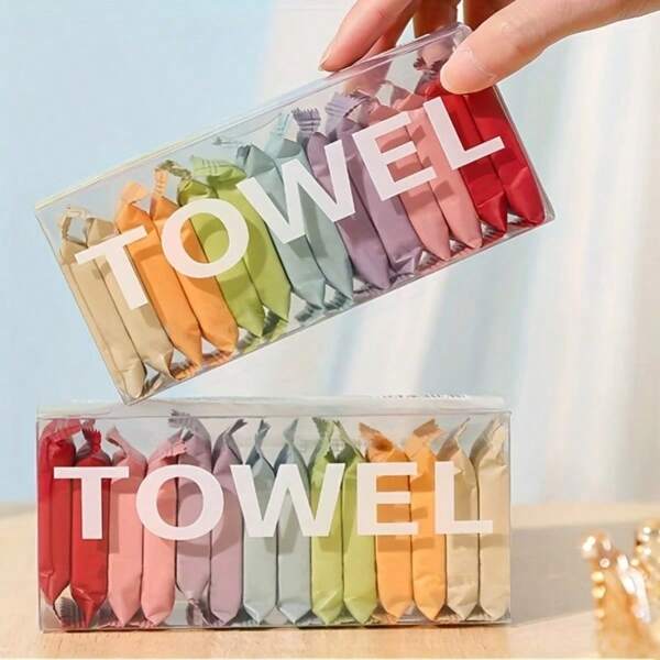 14pcs/Box Disposable Washcloth Portable Travel Towel Thickened Compressed Face Cleansing Beauty Square Towel