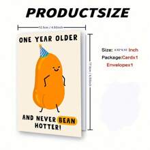 1Pc Fun Birthday Card For Her Him - One Year Older And Never Bean Hotter – Gifts For Women, Men, Friends, Besties, BFF, Colleagues, Coworkers, Girlfriend, Boyfriend - Witty Pun, School Supplies,Back To School