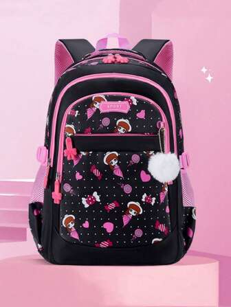 Cute Lightweight Anti-Tumbling Backpack Children's Backpack School Backpack Teen Girls Backpack 15.6 Inch Laptop Backpack With Pom Pom Backpack Travel Backpack Casual, Back To School Gift Cute Cartoon Backpack - Lightweight With Adjustable Straps For Boys And Girls - Suitable For Primary School Preschool Student Backpack Girls Backpack School Bag Primary School Student
