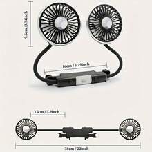 Dual-Head Car Seat Fan With Flexible Hose - USB-Powered, 360° Rotating Adjustable Speed, Strong Airflow, Portable Cooling Fan For Cars, SUVs, And RVs, Portable Fan|360° Rotating Fan Adjustable Speed Fan - màu đen - Xem 2