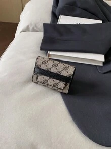 3-Fold Women Flap Snap Button Short Wallet Black Flower Print Classic Multi-Card Slots Vintage Coin Purse Anti-RFID Credit Card Holder For Women Wallet Mini Wallet Purse Wallet Small Wallet Wallet Cute Wallet