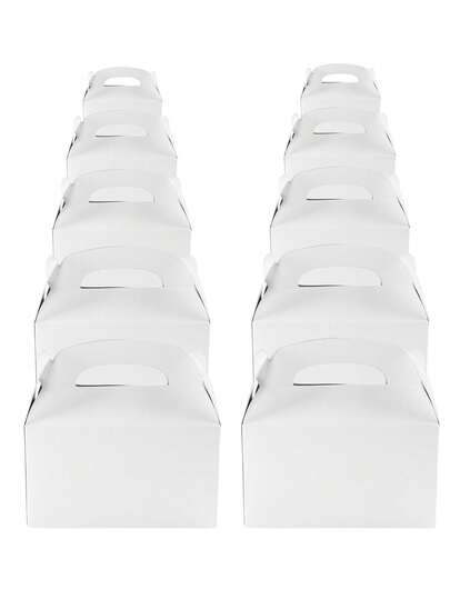 10/20个装白色纸质礼品盒，带提手，适用于婚礼、生日、新娘送礼会、毕业典礼、婴儿派对等场合，可装糖果、玩具等。（6.3x3.5x3.5英寸）