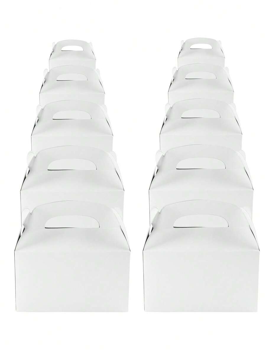 10/20个装白色纸质礼品盒，带提手，适用于婚礼、生日、新娘送礼会、毕业典礼、婴儿派对等场合，可装糖果、玩具等。（6.3x3.5x3.5英寸）