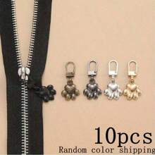 1/3/5/10/15PCS Removable Zipper Puller Replacement Metal Zipper Puller Slide Repair Kit, Flower Shaped Metal Zipper Set - Sewing Zipper Repair Kit, Metal Replacement Removable Zipper Head, Universal Design And Size Instant Zipper Repair Kit.
