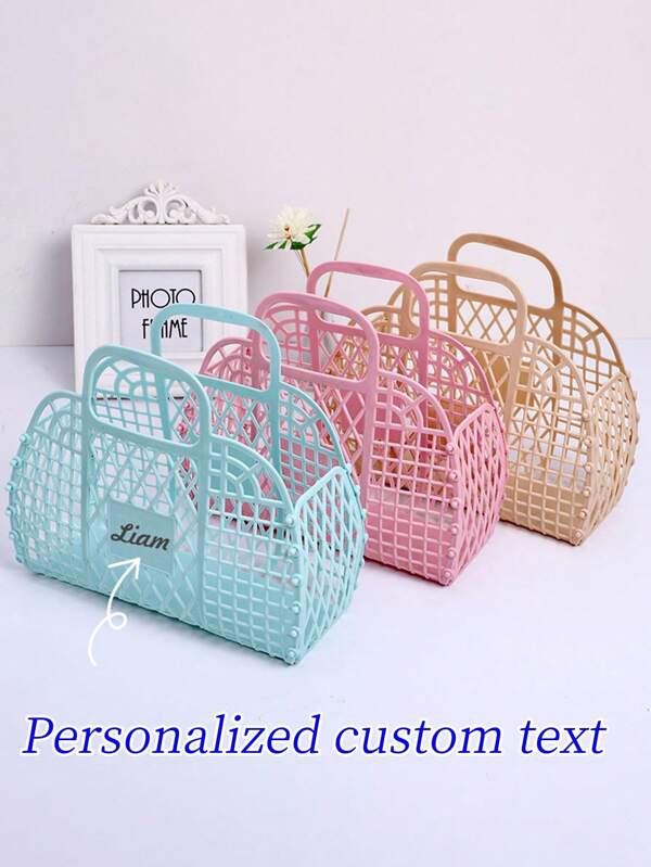 Personalized Laser Engraved Plastic Hand-Held Bath Basket Storage Basket Bathroom Shower Basket Miscellaneous Storage Basket Wash Basin Basket Wash Basin Basket