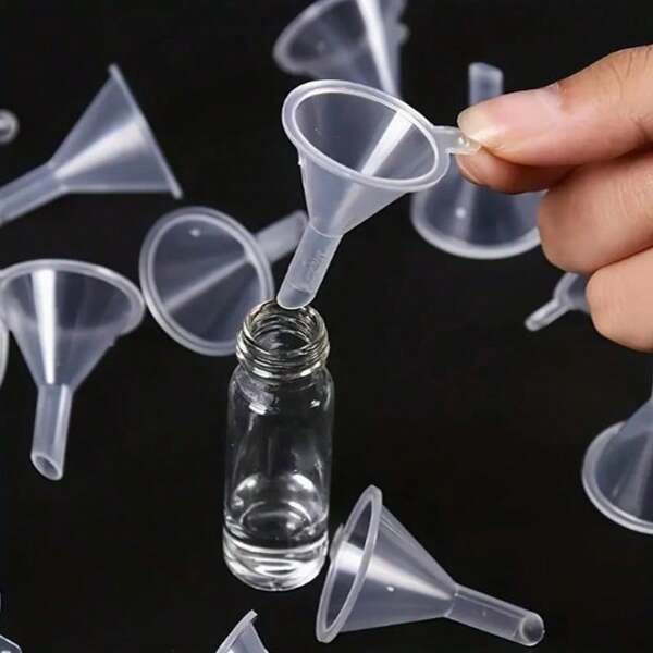 1/2/10 piezas Embudo plástico mini - Adecuado para perfumes, aceites esenciales y manualidades | Herramientas transparentes de llenado de líquidos