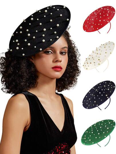 1 buc Pălărie Fascinator cu perle artificiale pentru petrecere de ceai pentru femei Kentucky Headwear Derby Pillbox Pălărie biserică pentru cocktail Nuntă Fascinator cu bandă de susținere Pălării mini Pălării mici Pălării mini Top Hat Mini Cap, Chestii școlare, Cadouri, Accesorii de păr, Elegant, Ținute de festival, Accesorii rave, Seară de gală