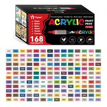 288/240/168/120/72/48/36/24/12色直液丙烯顏料筆，彩色標記筆，馬克筆著色套裝，快乾耐褪色，適合繪畫、塗鴉、插畫、手工藝品，開學季著色書及其他DIY項目，適用於紙張、布料、畫布、木材、石頭、塑料、玻璃、陶瓷、南瓜、金屬等，復活節、感恩節、萬聖節、聖誕節禮品用品 - 彩色 - 查看 18