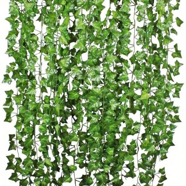 Artificial Ivy Greenery Garland, Fake Vines Hanging Plants Backdrop For Room Bedroom Wall Decor, Green Leaves For Jungle Theme Party Wedding Decoration