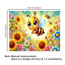 1pz, 2D Banner Happy Bees And Vibrant Flowers Decorative Wall Hangings, Bedroom Polyester Mulch Home Office Outdoor/Holiday Decorations, Holiday Gifts, Happy Birthday Party Background Cloth Photo And Photography Props Decorative Banner Flags