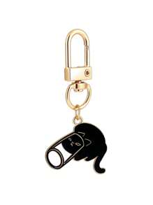 1 Stück Süßer Schlüsselanhänger aus Zinklegierung mit Katzen-Design, niedliches ausgelassenes Kätzchen Anhänger Accessoire für alle Jahreszeiten