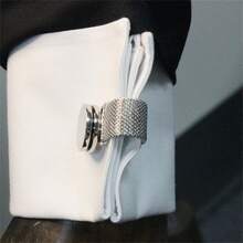 1 Pair Minimalist Geometric Design Copper Cufflinks With Watch Band, Versatile For Daily Wear - Cufflinks and Watch Straps - View 5