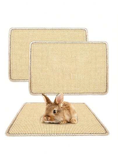 1pc Rabbit Scratch Pad, Natural Rabbit Anti-Slip Pad, Claw And Tooth Care,Sun, Rabbit Mat, Cage Rabbit Chew Toy, Rabbit Pet Cage, Bedding, Bite And Sleep Nesting, Suitable For Small Animals The Border Color Is Random