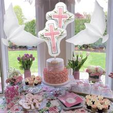 4 sztuki/zestaw balonów chrzcielnych, balony chrzcielne w kształcie krzyża na urodziny, pierwsza komunia święta, niech Bóg błogosławi chrzest, wesoły wystrój przyjęcia chrztu