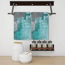2/4pcs Set Teal & Gray Watercolor Print Kitchen Towels - Super Absorbent Double-Sided Plush, Dish Cloths For Cooking, Baking & Cleaning - Great Home Decor Choice 15.75inch*23.62inch/40cm*60cm