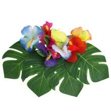 12 piezas de hojas de palma tropicales, hojas artificiales, decoración de boda, planta de jungla verde, hoja hawaiana, decoración de fiesta en casa - Hoja talla M - Ver 6