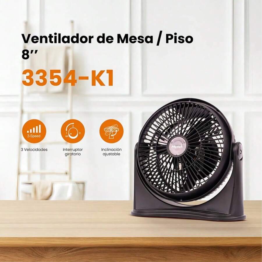 Ventilador De Piso Mytek 3354-k1 8 Pulgadas Plástico - Negro - Ver 1