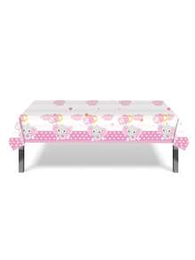 1pc Disposable Plastic Tablecloth With Blue/Pink Elephant & Balloon Design, Suitable For Baby Shower, Birthday Party, Dining Table Decor, Baby Gift, Party Decoration - Multicolor - View 5