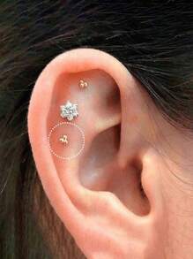 1PC Stainless Steel Tiny Stud Earrings Heart Star Moon Cross Butterfly Snake Mini Earrings Helix Cartilage Tragus Lobe Standard Conch Flat Ear Piercing Jewelry
