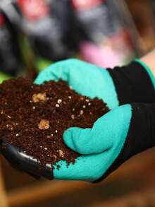 带爪式挖土机的园艺工作手套（用于种植）、防护防滑园艺手套、户外草坪庭院手套、植物固定夹、番茄棚架夹、黄瓜藤蔓夹