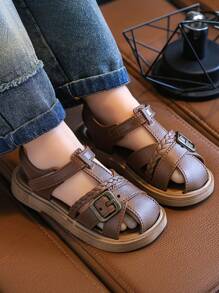 1 Pair Korean Style Fashion Kids Hook And Loop Soft Bottom Anti-Slip Sandals