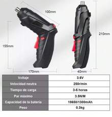 Destornillador Eléctrico Taladro Inalámbrico 3.6v,47pcs.Taladro eléctrico Taladro sin cable Destornillador eléctrico Mobiliario doméstico industrial - Negro - Ver 4