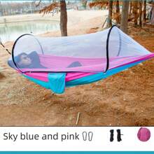 Outdoor Double Mosquito Net Hammock, Anti-Tipping, Breathable, Quick-Open, Camping Supplies